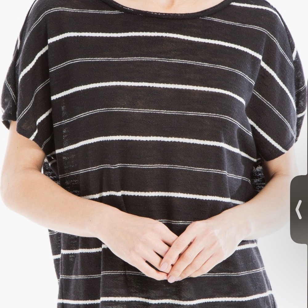 Max Studio Black & White Striped Short Sleeve Tee - Picture 3 of 6